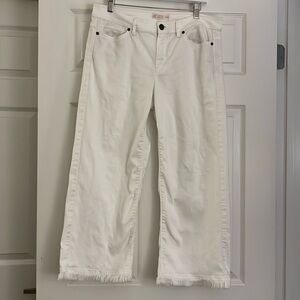 J Jill White Authentic Fit Cropped Jeans with fringe ends Womens 10 so cute!